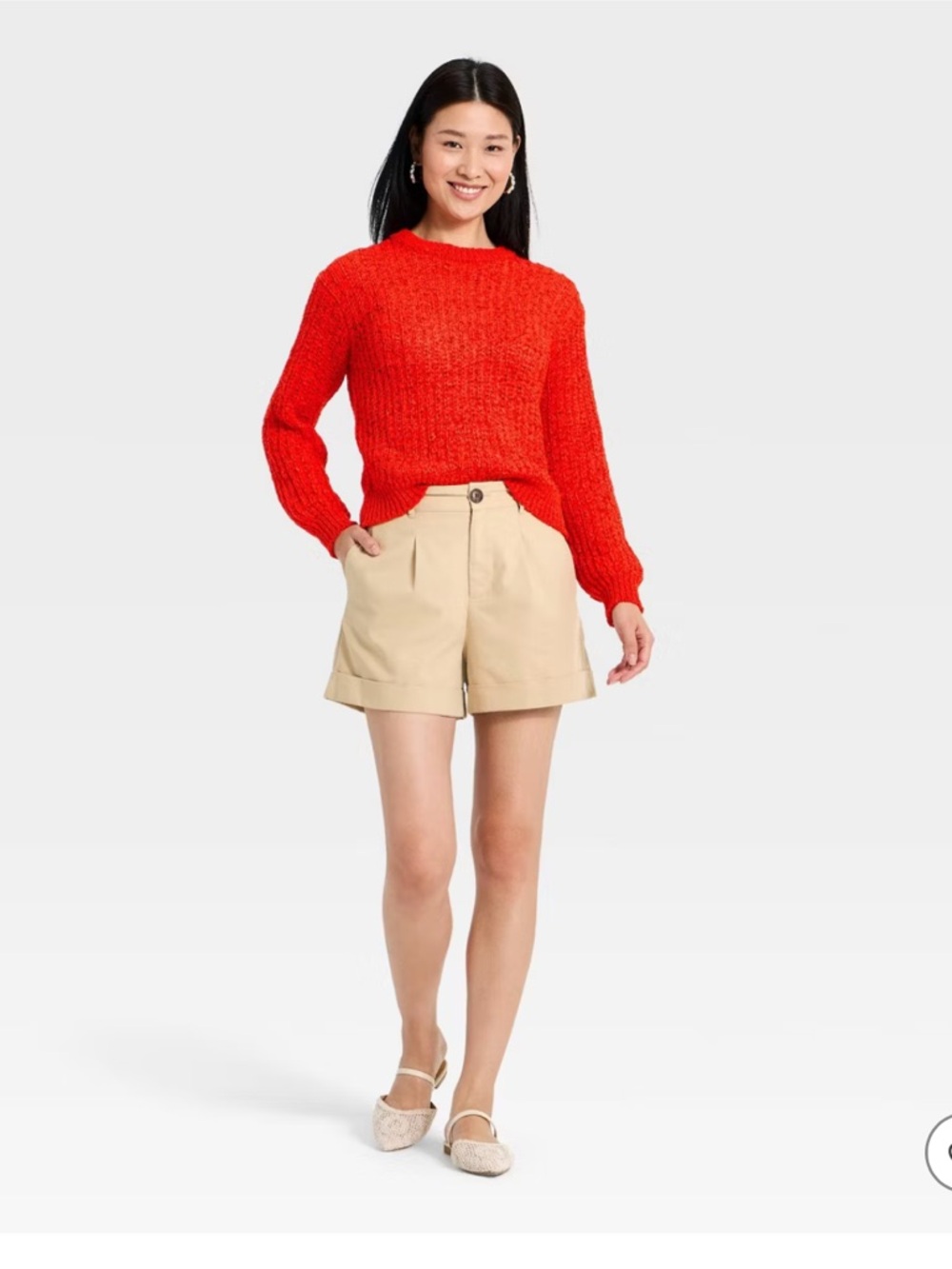 Women’s Long Sleeve Crewneck Pullover Sweater Red Size M A New Day NWT